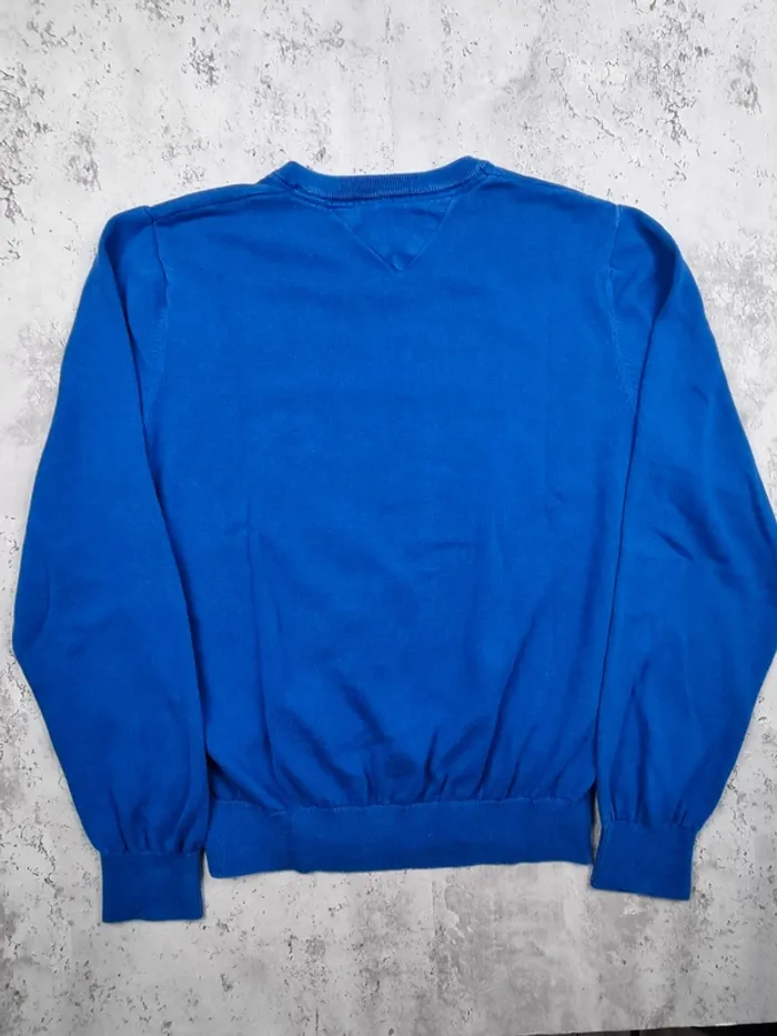 Pull col V Tommy Hilfiger bleu – Taille M Femme (mesures en photo) - photo numéro 4