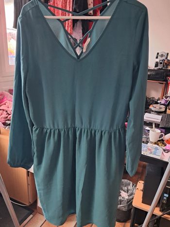 Belle robe 👗 Camaïeu, bleue, légère, doublée, elastiquée taille et manches - T40/42