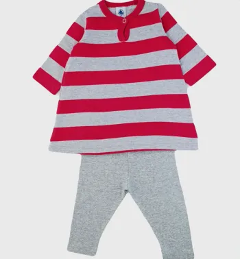 Ensemble Robe à manches longues + Legging 6 mois en coton Petit Bateau