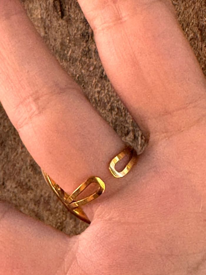 Grosse pavé résine écrue acier inoxydable or réglable - photo numéro 7