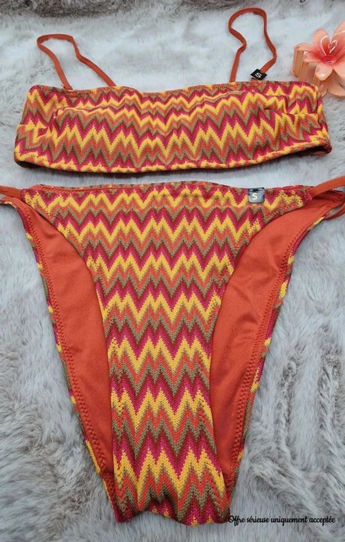 Bikini Undiz Neuf 33€- Taille S/36 - Zigzag orange jaune – Été plage - photo numéro 5
