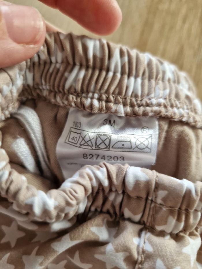 Sarouel Bébé Étoiles Beige & Blanc - Taille 3 Mois - photo numéro 3