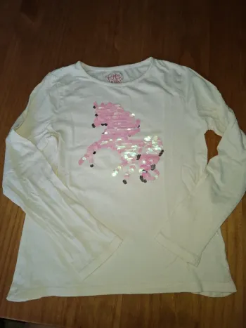 T-shirt beige cheval sequins 10 ans
