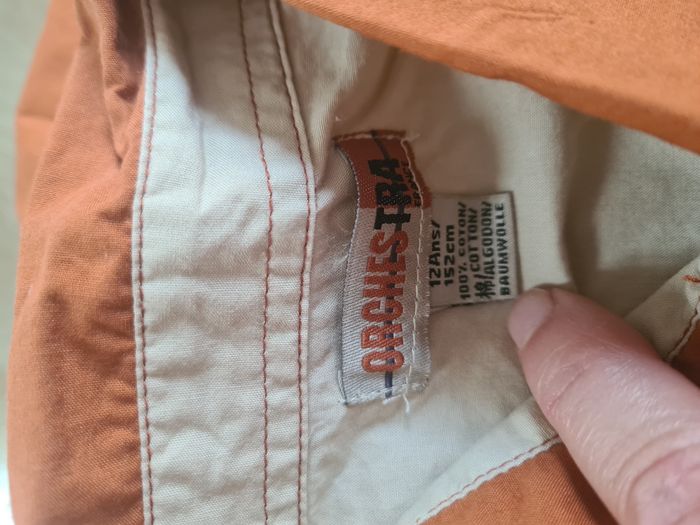 Chemise Orchestra orange et beige / Taille 12 ans - photo numéro 3