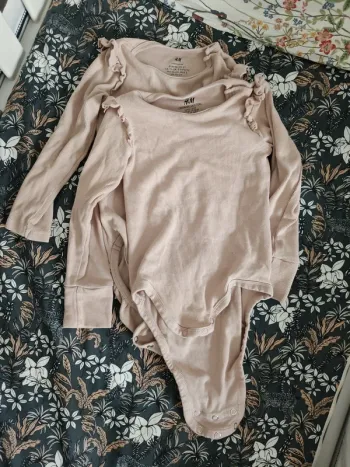 Lot de 2 bodies roses manches longues 92cm H&M coton