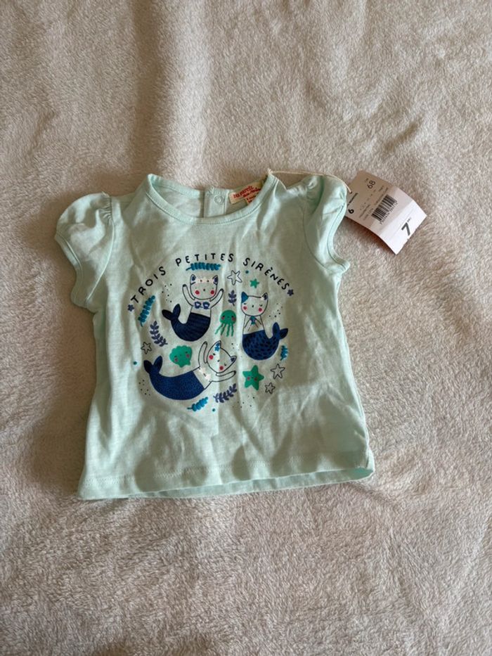 T-shirt bébé “Trois petites sirènes” Du Pareil au Même – 6 mois - photo numéro 2