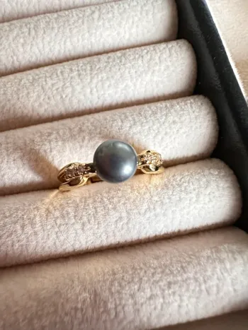 Bague en argent 925 et véritable perle noire fait main – Élégance intemporelle