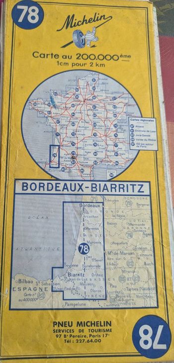 Carte Michelin bordeaux Biarritz