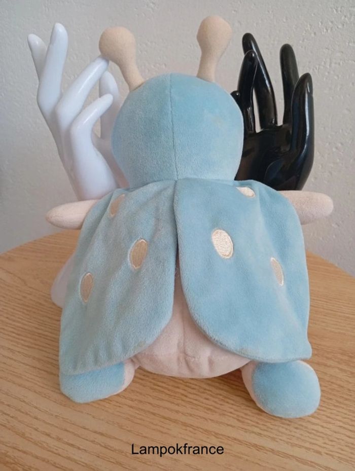 Doudou coccinelle écru bleu beige 23cm - photo numéro 2