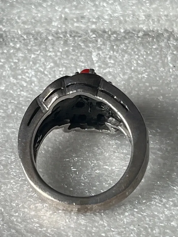 Bague ancienne en argent et corail rouge - photo numéro 5