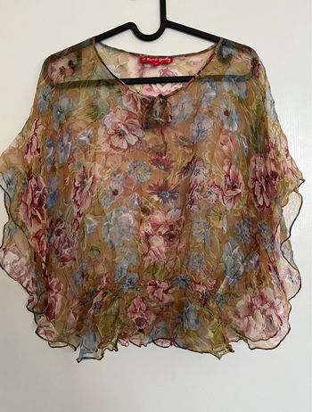 Top transparent fleuri vintage