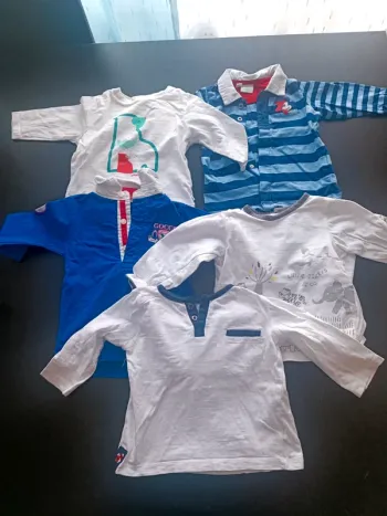 Lot 5 t shirt manches longues 6 mois