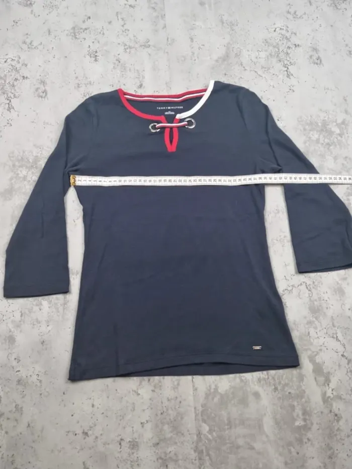Haut manches 3/4 Tommy Hilfiger marine avec cordon – Taille M Femme - photo numéro 6