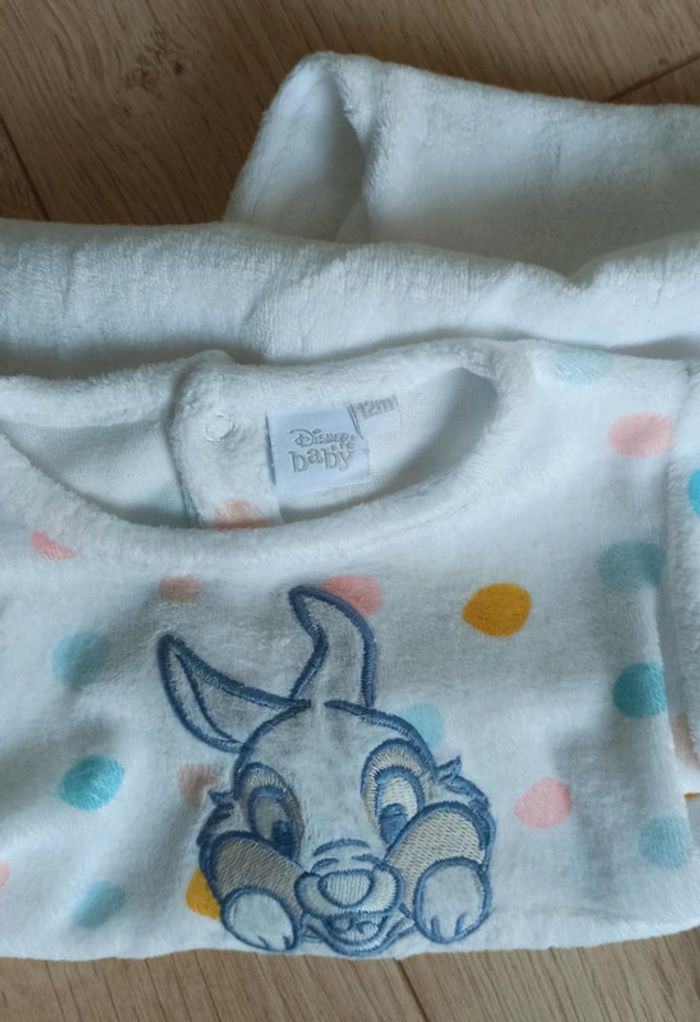 Pyjama velours Blanc Panpan lapin dans Bambi - Disney Baby - Taille 12 mois neuf - photo numéro 3