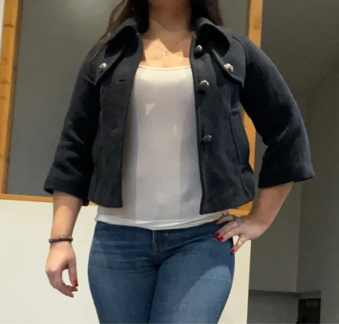 Veste camaïeu bleu laine fashion - photo numéro 2