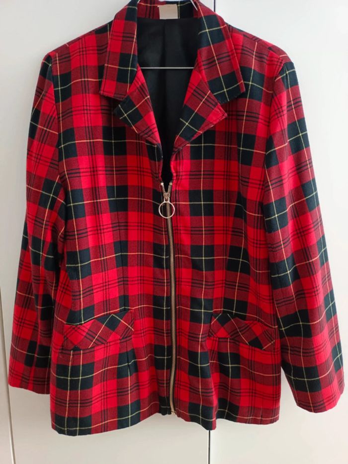 Ensemble veste + jupe rouge ecossais 38 - photo numéro 6