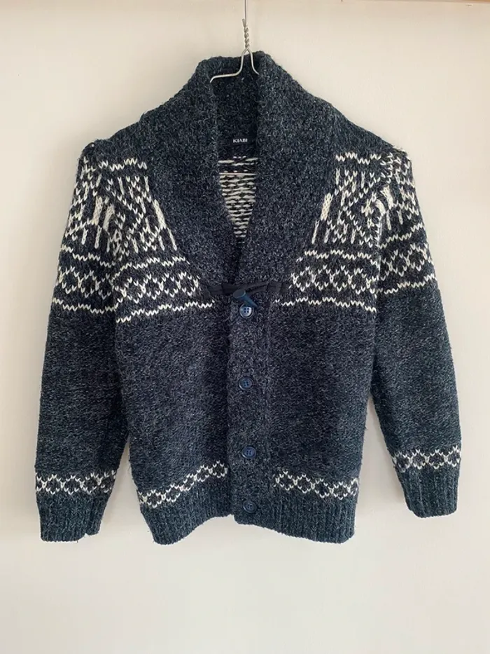 Gilet kiabi bleu gris et blanc