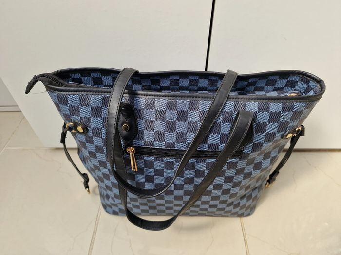 Sac Cabas A Carreaux Noirs Gris Cuir Synthétique - photo numéro 7