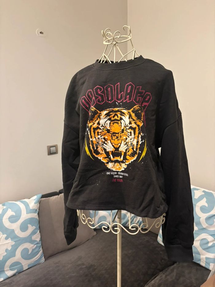 Pull sweat noir taille S H&M tigre - photo numéro 2