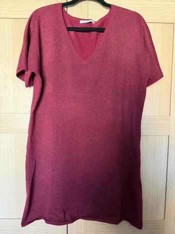 Robe pull bordeaux à paillettes GEMO t.s
