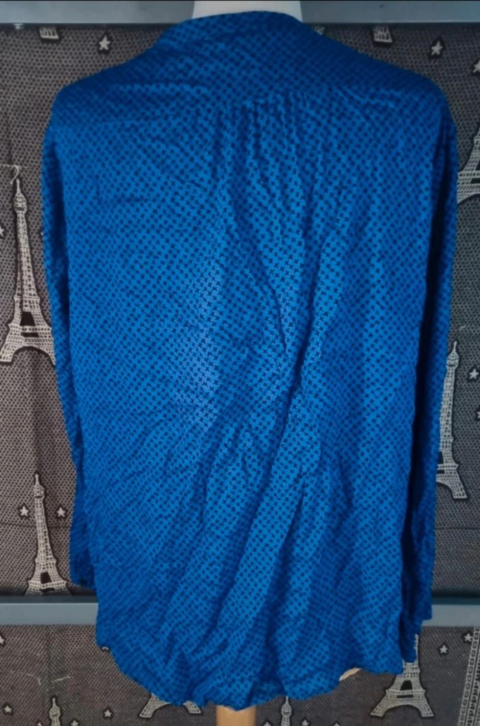 Blouse légère bleu à motifs manches retroussable taille 46 - photo numéro 4