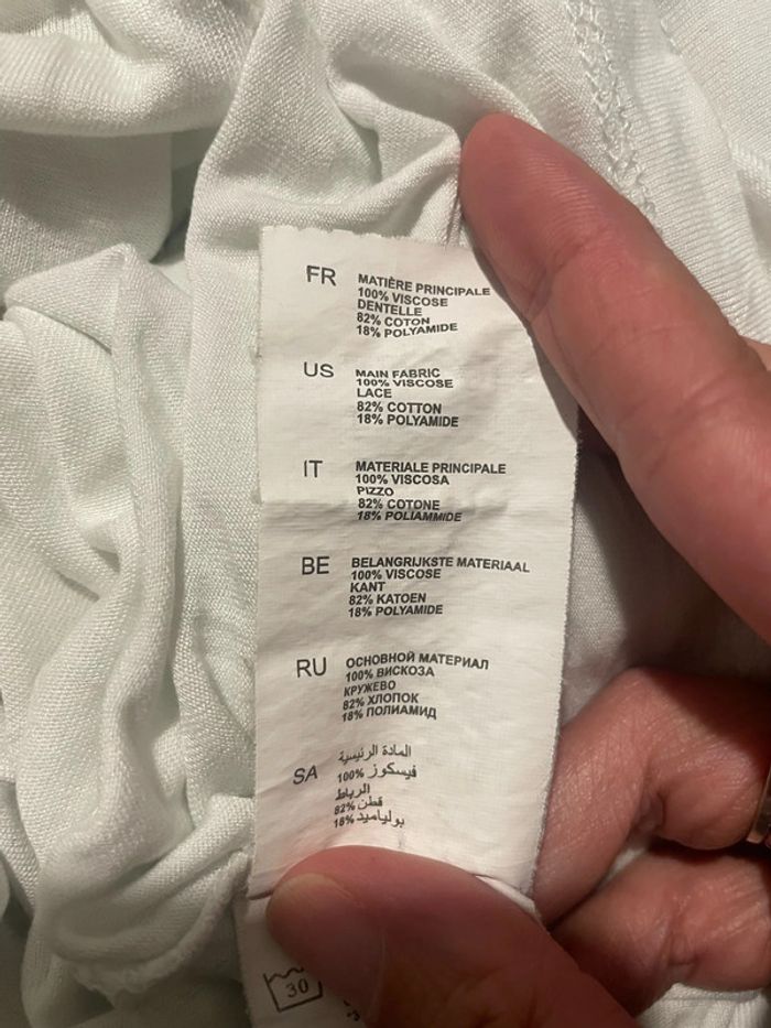 T-shirt manches courtes blanc col montant à dentelle Jennyfer taille M - photo numéro 8
