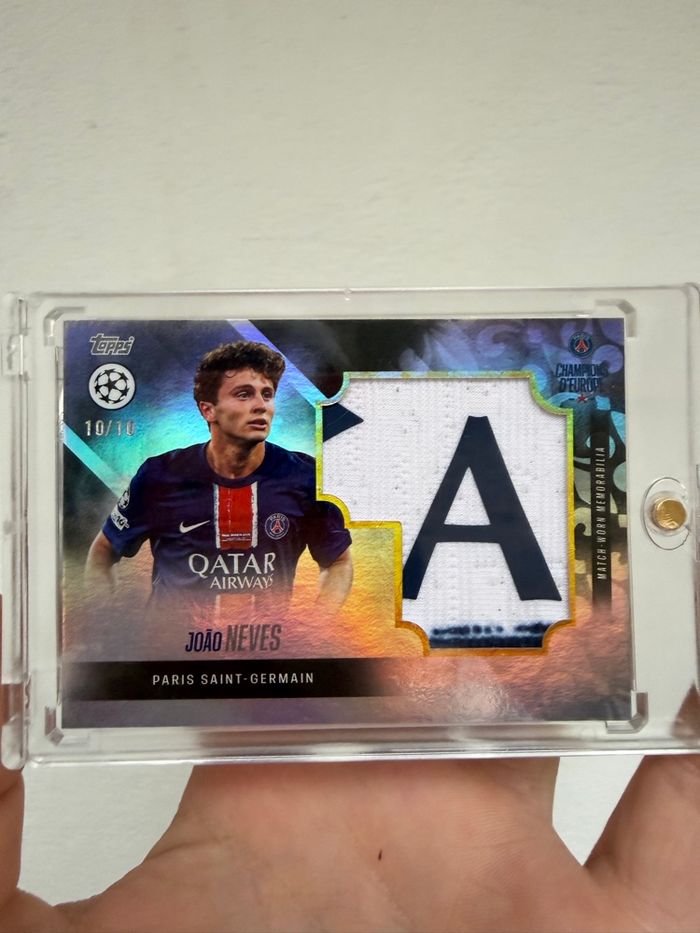 Topps PSG Joâo Neves auto Patch Maillot Relic 10/10 champions d’Europe - photo numéro 2