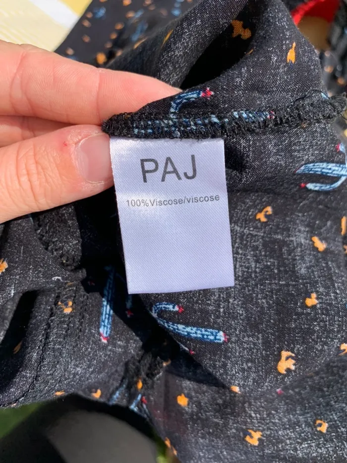 Robe droite noire à motifs cactus bleus, neuve avec étiquette PAJ taille S - photo numéro 15