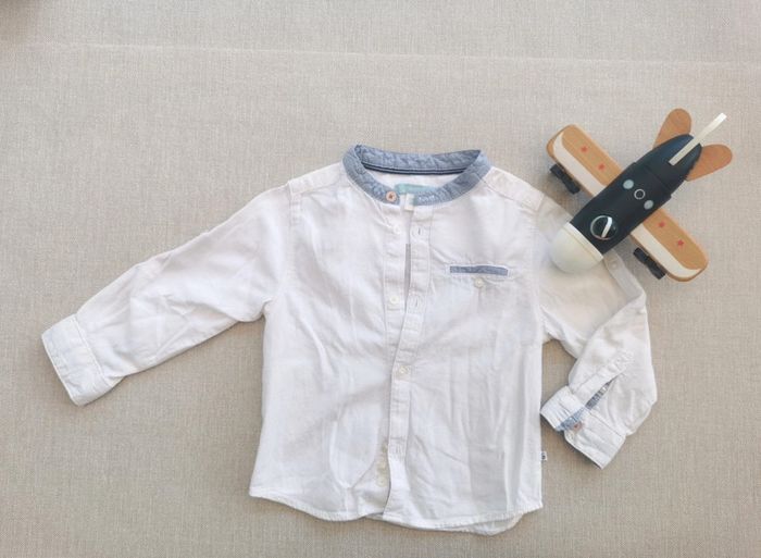 🌼Chemise garçon Obaïbi 2 ans col mao blanc chic