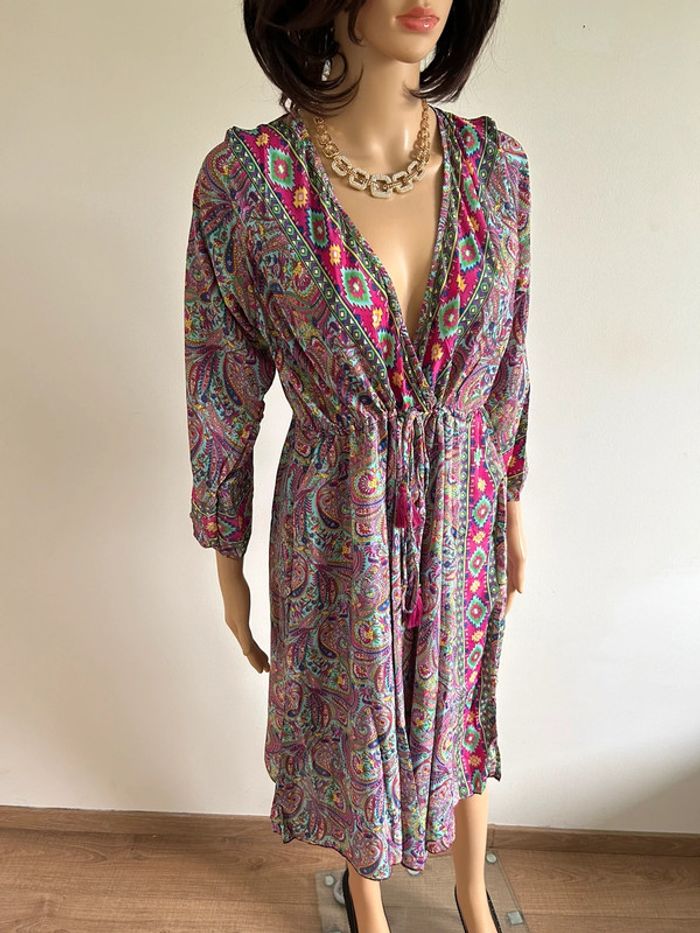 Robe imprimée neuve en soie Trebol taille unique - photo numéro 2