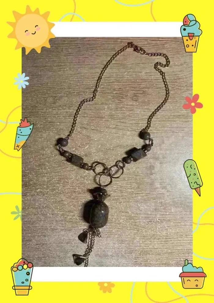 Collier argenté violet long - photo numéro 2