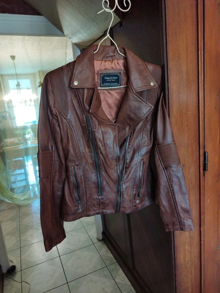 Veste blouson marron vrai cuir Peaux De Rêve XL/42 - photo numéro 5