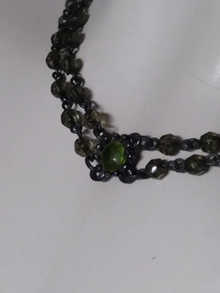 Collier necklace fantaisie chic perle vert ras du cou - photo numéro 2