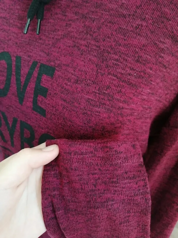 Pull shine bordeaux et noir à message avec col montant / mim / (M) - photo numéro 6