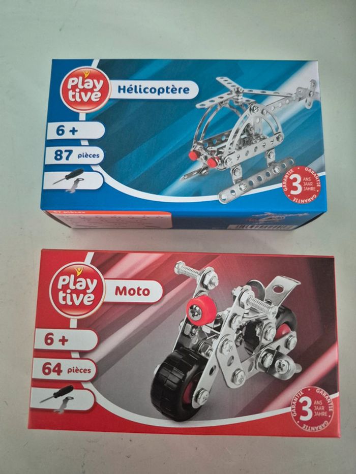 Jeu de construction hélicoptère et moto