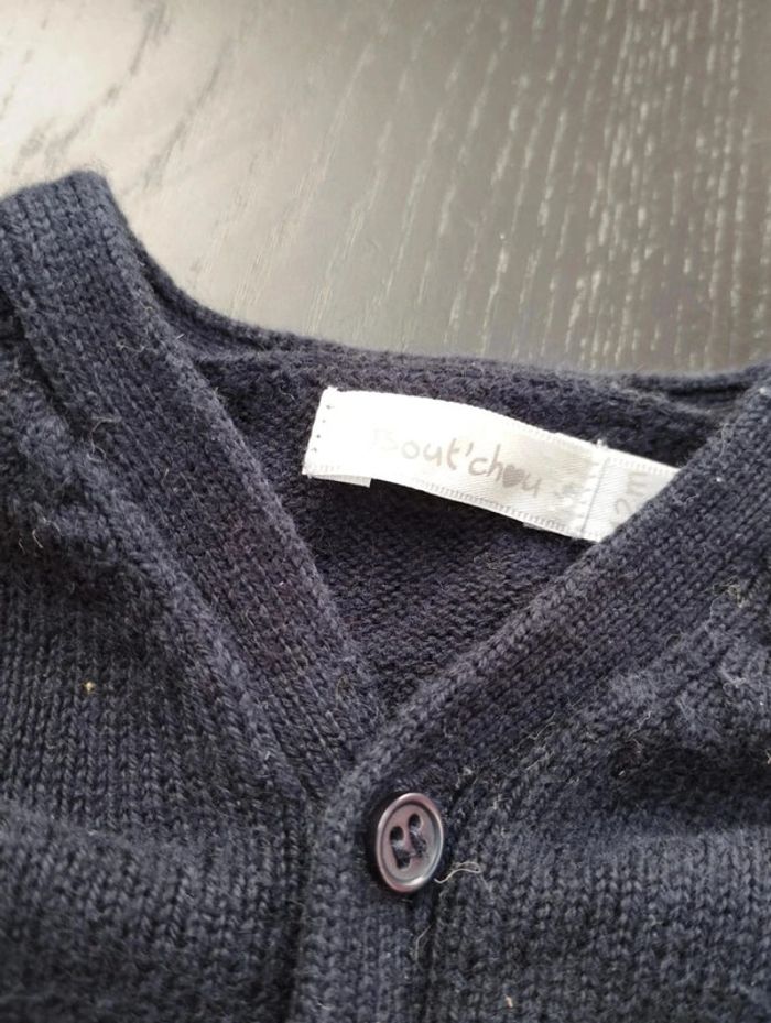 Ensemble bébé garçon jean bleu et gilet marine 12 mois - photo numéro 2