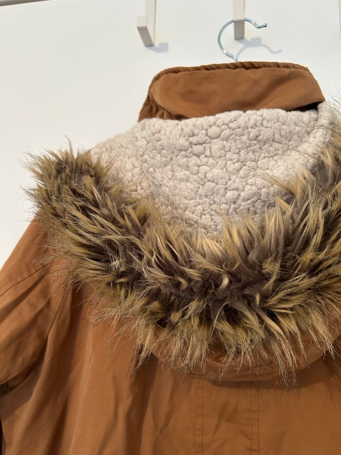 Manteau marron intérieur chaud capuche fourrure Etam 38 - photo numéro 9