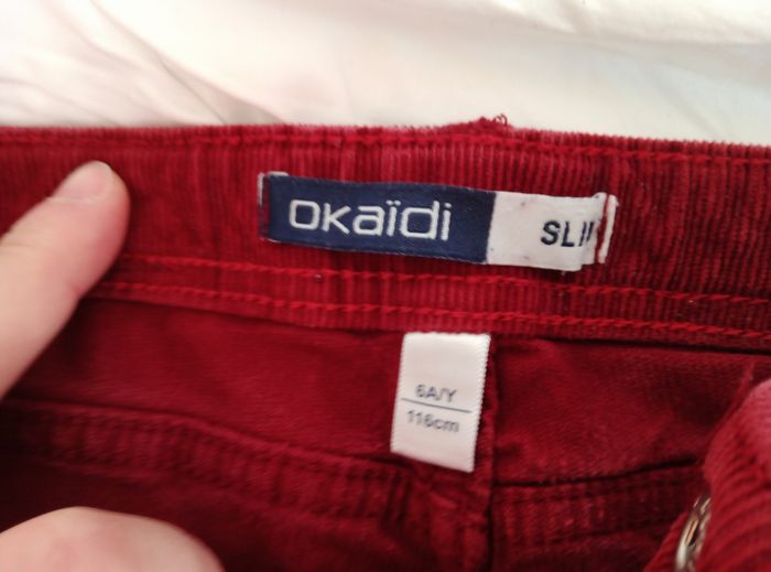 Pantalon 6 ans Okaïdi velours côtelé bordeaux - photo numéro 3