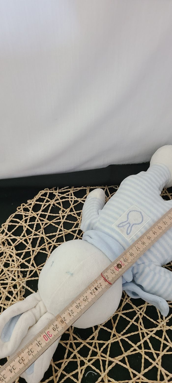 Doudou Lapin rayé bleu KLORANE - photo numéro 3