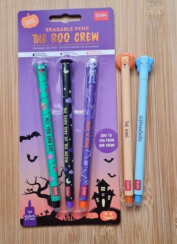 Legami Halloween 2025 Chat Meow Squelette Zombie + Éléphant + Lion Savane 2024 = 5 Stylos Neufs