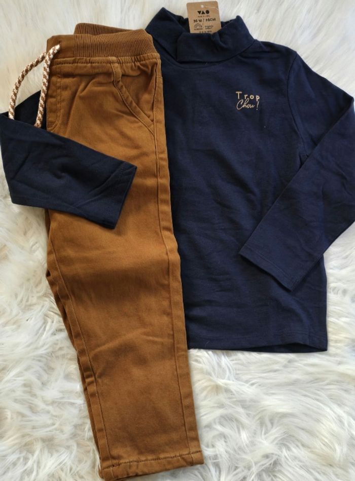 (NEUFS non portés) 🏷🏷🥰💙 superbe ensemble sous pull et pantalon doublé 36mois Garçon 💙🥰🤩