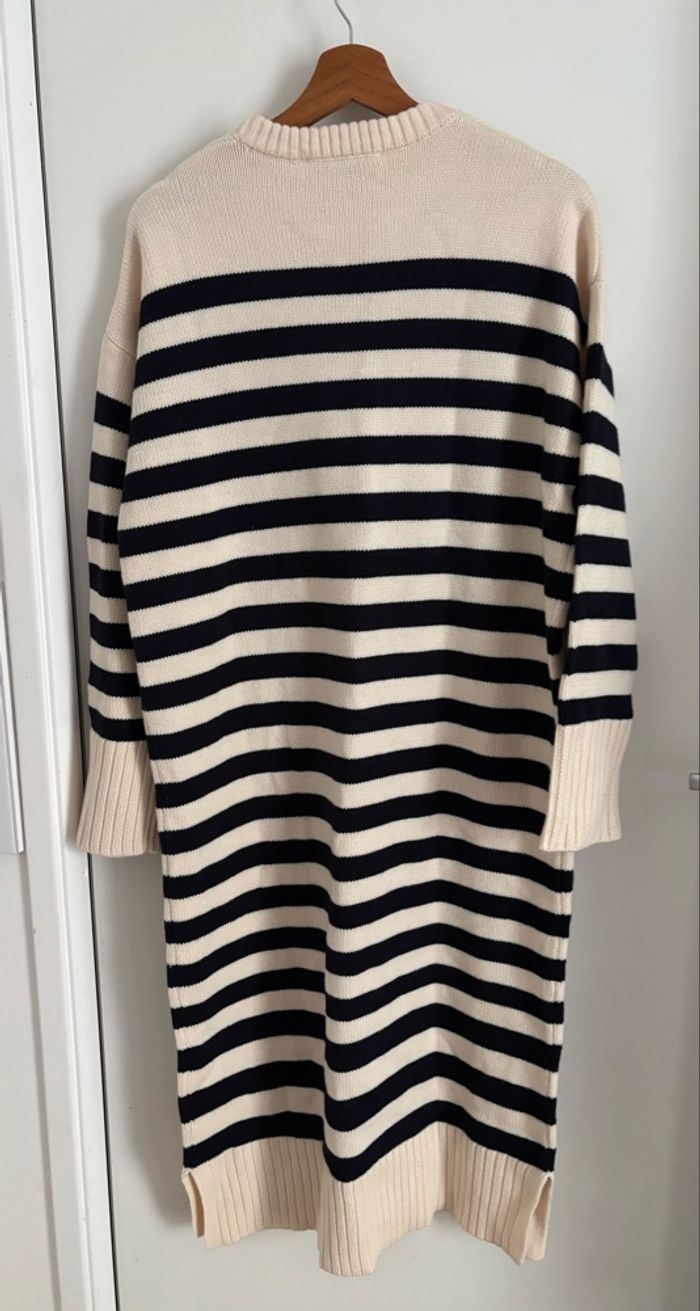 Robe épaisse longue Zara crème/noire S(oversize) - photo numéro 8