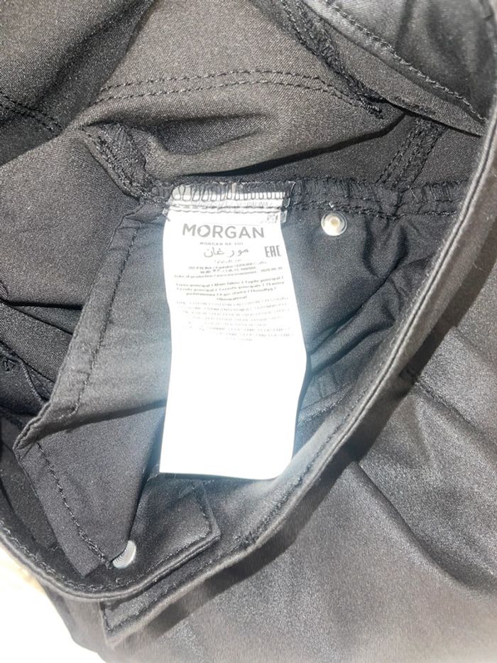 Pantalon slim noir enduit galon chaîne noir - photo numéro 9