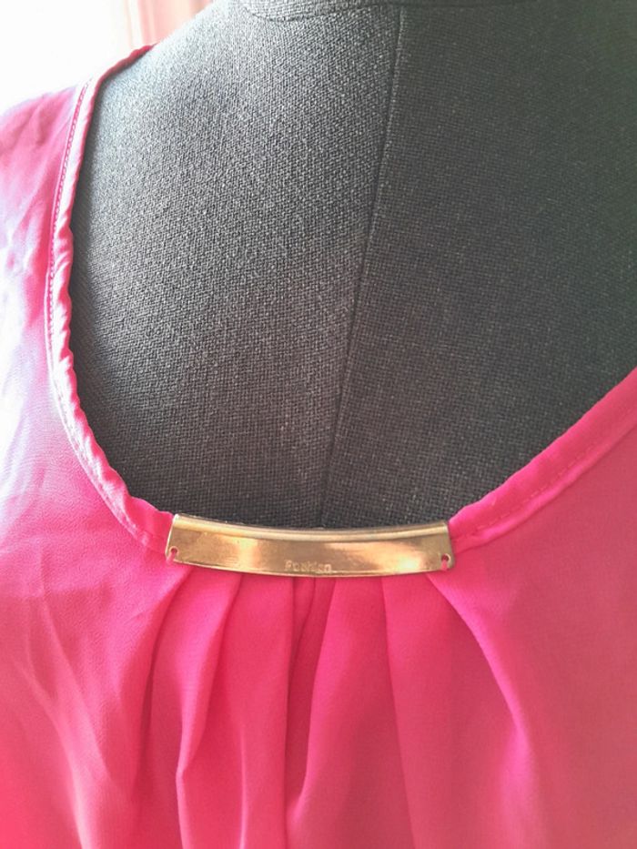 Tunique transparence fuschia à volants taille L - photo numéro 4