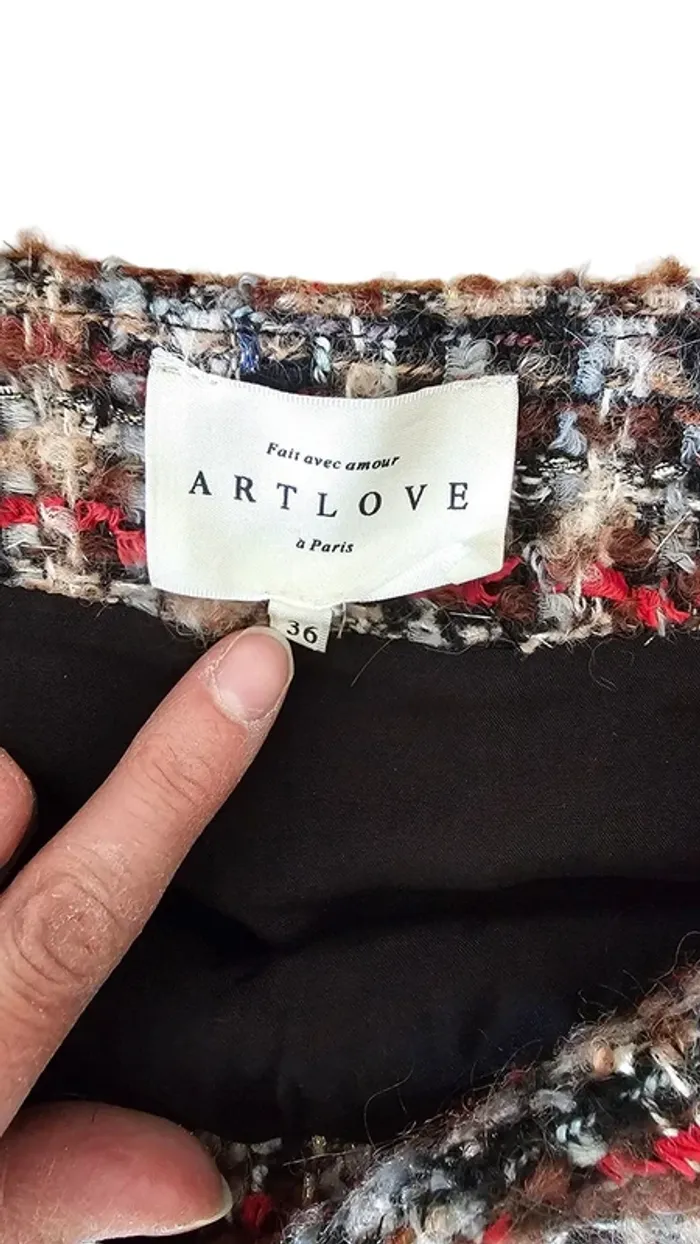Ensemble Tailleur Tweed Artlove – S – Rouge – État : Bon - photo numéro 5