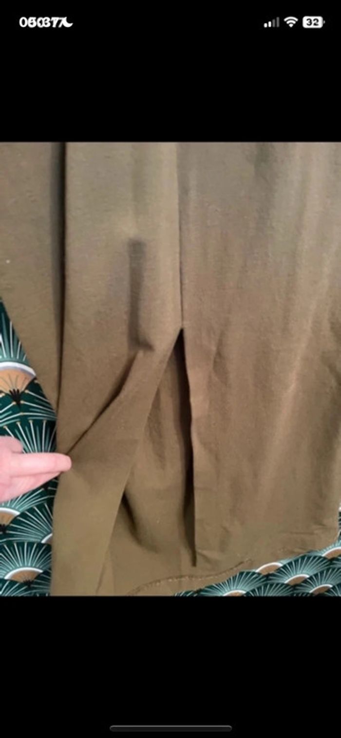 Belle robe col bateau en laine zara taille L couleur kaki - photo numéro 5