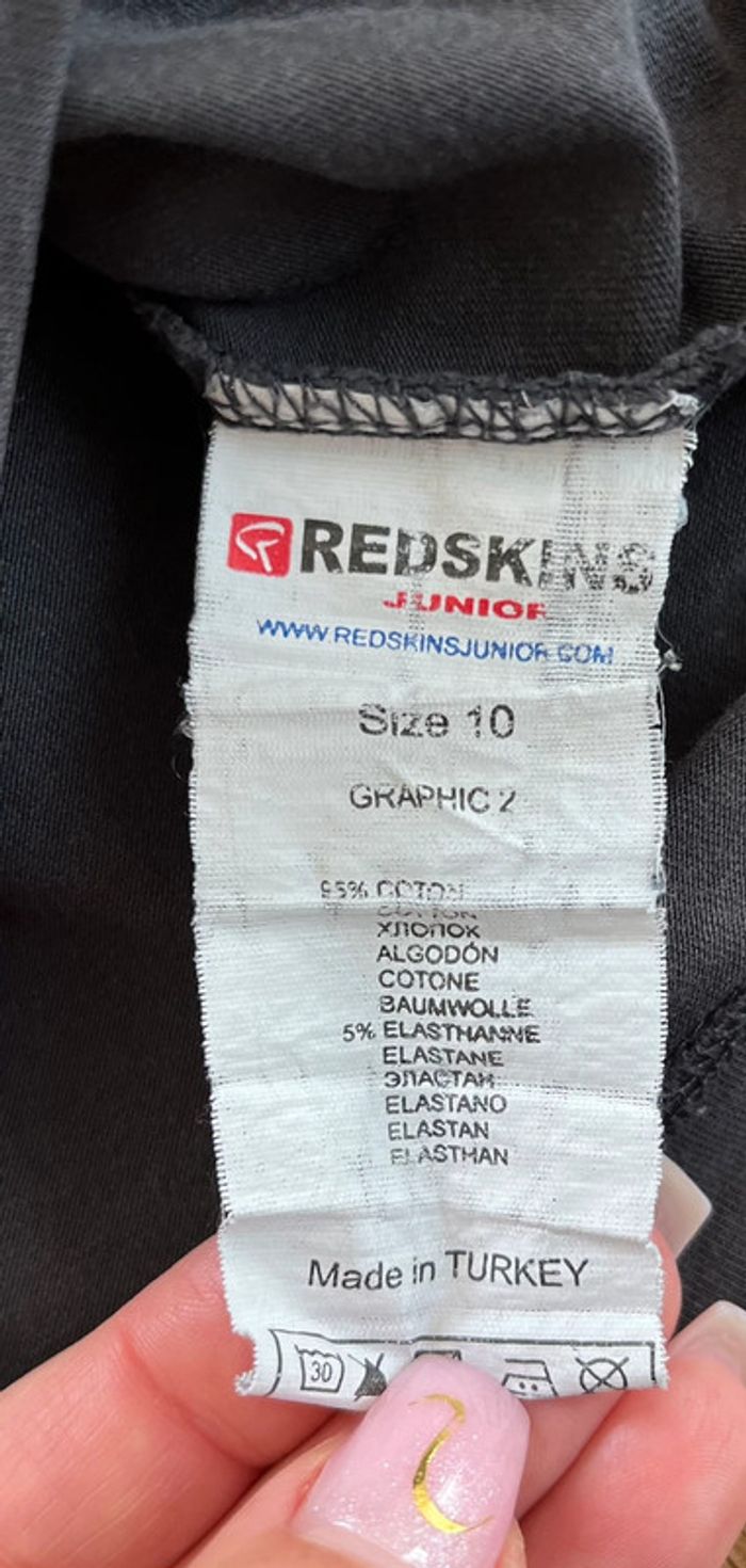 T.shirt gris foncé à manches longues Redskins pour enfant, taille 10 ans - photo numéro 6
