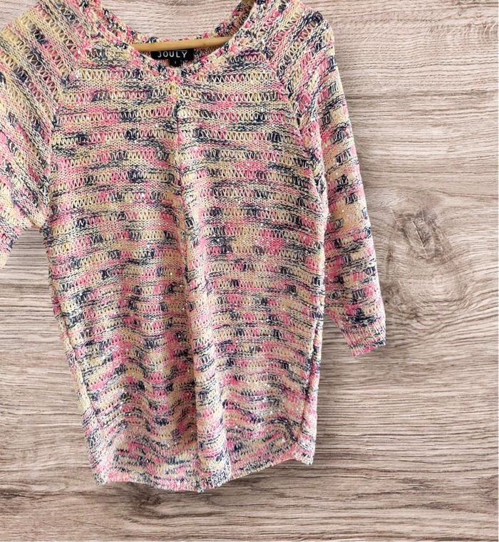 Blouse manches 3/4 multicolore avec sequin jouly taille 36 S - photo numéro 3
