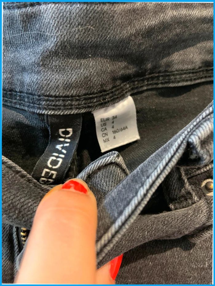 🔝 Jean troué H&M noir gris foncé taille XS 34 en coton polyester et elasthane - photo numéro 5