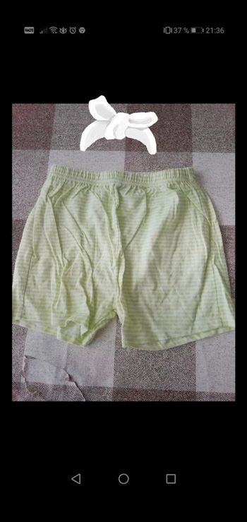 Short 24 mois rayée vert/blanc